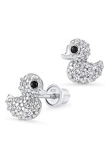 ravishing duck cubic zirconia screw back baby earrings